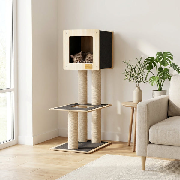 Hut Hideout - 2-Level Deluxe Cat Tree